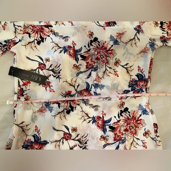 Kaii Los Angeles NWT Ivory Floral Kimono Jacket Size M - Picture 6 of 10